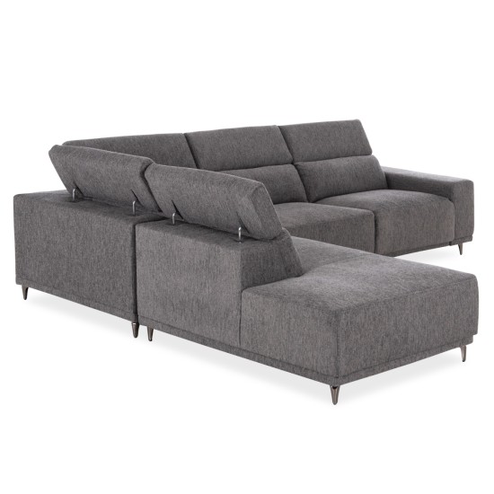 ΚΑΝΑΠΕΣ ΑΡΙΣΤΕΡΗ ΓΩΝΙΑ 5Θ ΜΕ RECLINE LUNARIS HM3316.01L ΓΚΡΙ ΥΦΑΣΜΑ 307x267x94Yεκ