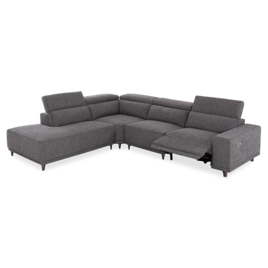 ΚΑΝΑΠΕΣ ΑΡΙΣΤΕΡΗ ΓΩΝΙΑ 5Θ ΜΕ RECLINE LUNARIS HM3316.01L ΓΚΡΙ ΥΦΑΣΜΑ 307x267x94Yεκ