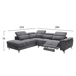 ΚΑΝΑΠΕΣ ΑΡΙΣΤΕΡΗ ΓΩΝΙΑ-ΑΝΑΚΛΙΣΗ & ΑΠΟΘ.ΧΩΡΟΣ-RESTRO HM3339.02L ΜΠΕΖ ΥΦΑΣΜΑ 284x224x76Υεκ