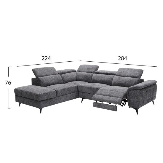 ΚΑΝΑΠΕΣ ΑΡΙΣΤΕΡΗ ΓΩΝΙΑ-ΑΝΑΚΛΙΣΗ & ΑΠΟΘ.ΧΩΡΟΣ-RESTRO HM3339.01L ΓΚΡΙ ΥΦΑΣΜΑ 284x224x76Υεκ