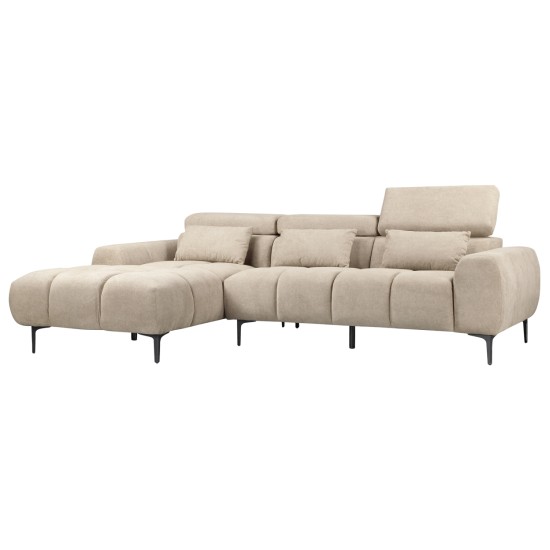 ΚΑΝΑΠΕΣ ΑΡΙΣΤΕΡΗ ΓΩΝΙΑ DIVYA HM3267.11L ΜΠΕΖ ΥΦΑΣΜΑ 264x175x99Υεκ.