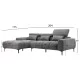 ΚΑΝΑΠΕΣ ΑΡΙΣΤΕΡΗ ΓΩΝΙΑ DIVYA HM3267.12L ΓΚΡΙ ΥΦΑΣΜΑ 260x100-174x104Υεκ.