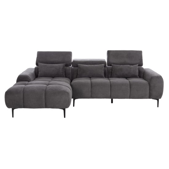 ΚΑΝΑΠΕΣ ΑΡΙΣΤΕΡΗ ΓΩΝΙΑ DIVYA HM3267.12L ΓΚΡΙ ΥΦΑΣΜΑ 260x100-174x104Υεκ.