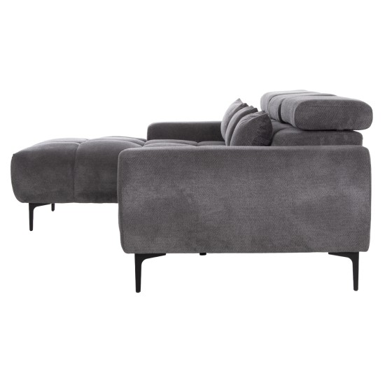ΚΑΝΑΠΕΣ ΑΡΙΣΤΕΡΗ ΓΩΝΙΑ DIVYA HM3267.12L ΓΚΡΙ ΥΦΑΣΜΑ 260x100-174x104Υεκ.