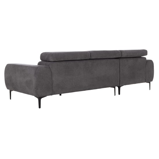 ΚΑΝΑΠΕΣ ΑΡΙΣΤΕΡΗ ΓΩΝΙΑ DIVYA HM3267.12L ΓΚΡΙ ΥΦΑΣΜΑ 260x100-174x104Υεκ.