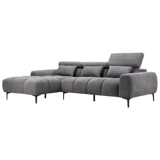 ΚΑΝΑΠΕΣ ΑΡΙΣΤΕΡΗ ΓΩΝΙΑ DIVYA HM3267.12L ΓΚΡΙ ΥΦΑΣΜΑ 260x100-174x104Υεκ.