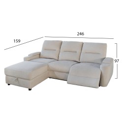 ΚΑΝΑΠΕΣ ΑΡΙΣΤΕΡΗ ΓΩΝΙΑ SYNTHIA HM3308.01L ΑΝΑΚΛΙΣΗ & ΑΠΟΘ.ΧΩΡΟΣ--ΜΠΕΖ 246x159x97Υεκ