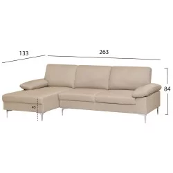 ΚΑΝΑΠΕΣ ΑΡΙΣΤΕΡΗ ΓΩΝΙΑ ANTON HM3340.02L ΕΚΡΟΥ ΥΦΑΣΜΑ--ΜΕΤΑΛΛΙΚΑ ΠΟΔΙΑ 263x133x85Υεκ