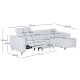 ΚΑΝΑΠΕΣ ΔΕΞΙΑ ΓΩΝΙΑ 3Θ ΜΕ RECLINE VALENTE HM3317.02R ΜΠΕΖ ΥΦΑΣΜΑ 275x160x104Yεκ
