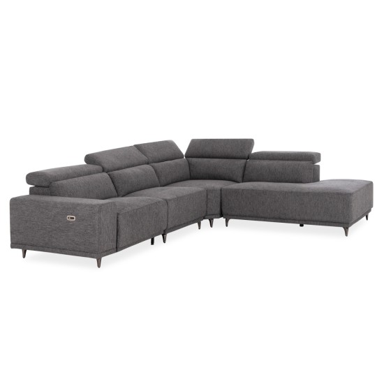 ΚΑΝΑΠΕΣ ΔΕΞΙΑ ΓΩΝΙΑ 5Θ ΜΕ RECLINE LUNARIS HM3316.02R ΕΚΡΟΥ ΥΦΑΣΜΑ 307x267x94Yεκ