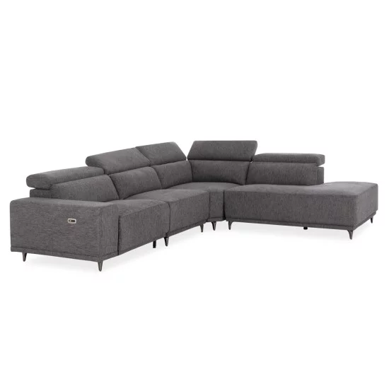 ΚΑΝΑΠΕΣ ΔΕΞΙΑ ΓΩΝΙΑ 5Θ ΜΕ RECLINE LUNARIS HM3316.01R ΓΚΡΙ ΥΦΑΣΜΑ 307x267x94Yεκ