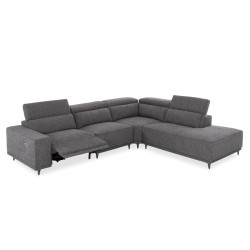 ΚΑΝΑΠΕΣ ΔΕΞΙΑ ΓΩΝΙΑ 5Θ ΜΕ RECLINE LUNARIS HM3316.02R ΕΚΡΟΥ ΥΦΑΣΜΑ 307x267x94Yεκ