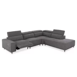 ΚΑΝΑΠΕΣ ΔΕΞΙΑ ΓΩΝΙΑ 5Θ ΜΕ RECLINE LUNARIS HM3316.02R ΕΚΡΟΥ ΥΦΑΣΜΑ 307x267x94Yεκ