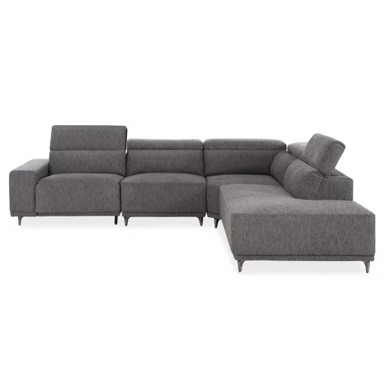 ΚΑΝΑΠΕΣ ΔΕΞΙΑ ΓΩΝΙΑ 5Θ ΜΕ RECLINE LUNARIS HM3316.01R ΓΚΡΙ ΥΦΑΣΜΑ 307x267x94Yεκ