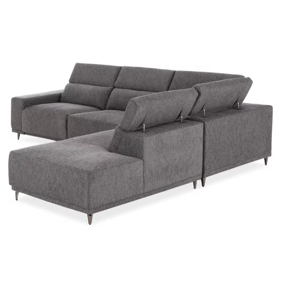 ΚΑΝΑΠΕΣ ΔΕΞΙΑ ΓΩΝΙΑ 5Θ ΜΕ RECLINE LUNARIS HM3316.01R ΓΚΡΙ ΥΦΑΣΜΑ 307x267x94Yεκ