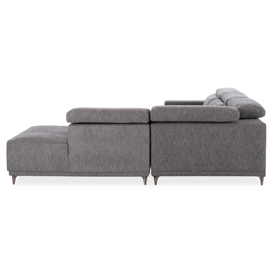 ΚΑΝΑΠΕΣ ΔΕΞΙΑ ΓΩΝΙΑ 5Θ ΜΕ RECLINE LUNARIS HM3316.02R ΕΚΡΟΥ ΥΦΑΣΜΑ 307x267x94Yεκ