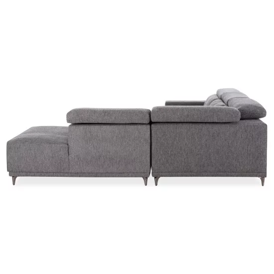 ΚΑΝΑΠΕΣ ΔΕΞΙΑ ΓΩΝΙΑ 5Θ ΜΕ RECLINE LUNARIS HM3316.01R ΓΚΡΙ ΥΦΑΣΜΑ 307x267x94Yεκ