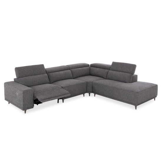 ΚΑΝΑΠΕΣ ΔΕΞΙΑ ΓΩΝΙΑ 5Θ ΜΕ RECLINE LUNARIS HM3316.02R ΕΚΡΟΥ ΥΦΑΣΜΑ 307x267x94Yεκ