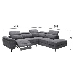 ΚΑΝΑΠΕΣ ΔΕΞΙΑ ΓΩΝΙΑ-ΑΝΑΚΛΙΣΗ & ΑΠΟΘ.ΧΩΡΟΣ-RESTRO HM3339.02R ΜΠΕΖ ΥΦΑΣΜΑ 284x224x76Υ