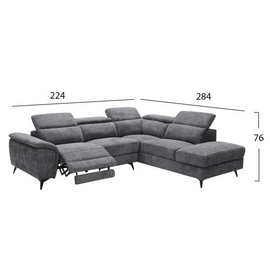 ΚΑΝΑΠΕΣ ΔΕΞΙΑ ΓΩΝΙΑ-ΑΝΑΚΛΙΣΗ & ΑΠΟΘ.ΧΩΡΟΣ-RESTRO HM3339.02R ΜΠΕΖ ΥΦΑΣΜΑ 284x224x76Υ