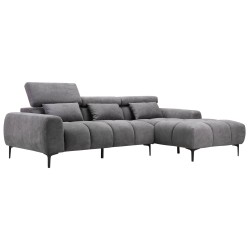 ΚΑΝΑΠΕΣ ΔΕΞΙΑ ΓΩΝΙΑ DIVYA HM3267.12R ΓΚΡΙ ΥΦΑΣΜΑ 260x100-174x104Υεκ.
