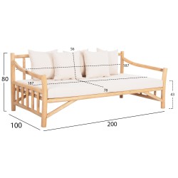 ΚΑΝΑΠΕΣ ΤΡΙΘΕΣΙΟΣ TORC HM9339 ΑΠΟ ΜΑΣΙΦ ΞΥΛΟ TΕΑK ΦΥΣΙΚΟ - ΛΕΥΚΟ 200x100x80Yεκ.