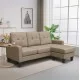 ΚΑΝΑΠΕΣ ΓΩΝΙΑ ΑΝΑΣΤΡΕΨΙΜΗ MEGGY HM3297.03 ΜΠΕΖ ΥΦΑΣΜΑ 184,5x129x86Yεκ.