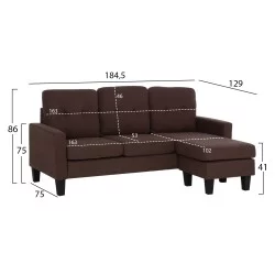 ΚΑΝΑΠΕΣ ΓΩΝΙΑ ΑΝΑΣΤΡΕΨΙΜΗ MEGGY HM3297.12 ΚΑΦΕ ΥΦΑΣΜΑ 184.5x129x86Yεκ.