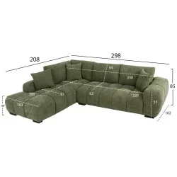 ΚΑΝΑΠΕΣ ΓΩΝΙΑ (ΑΡΙΣΤΕΡΗ) COVEN HM3266.14L ΠΡΑΣΙΝΟ ΥΦΑΣΜΑ 298x102-208x85Υεκ.