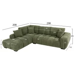 ΚΑΝΑΠΕΣ ΓΩΝΙΑ (ΑΡΙΣΤΕΡΗ) COVEN HM3266.14L ΠΡΑΣΙΝΟ ΥΦΑΣΜΑ 298x102-208x85Υεκ.