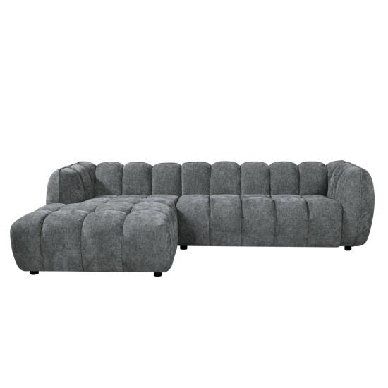 ΚΑΝΑΠΕΣ ΓΩΝΙΑ (ΑΡΙΣΤΕΡΗ) LYKKE HM3326.01L ΓΚΡΙ ΥΦΑΣΜΑ 280x89-165(η γωνία)x70Υ εκ.