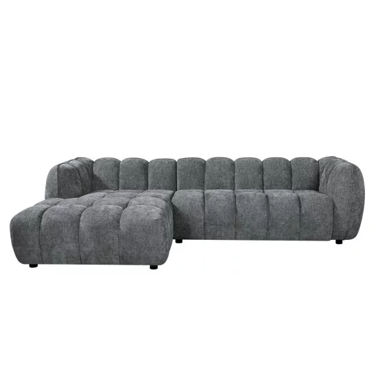 ΚΑΝΑΠΕΣ ΓΩΝΙΑ (ΑΡΙΣΤΕΡΗ) LYKKE HM3326.01L ΓΚΡΙ ΥΦΑΣΜΑ 280x89-165(η γωνία)x70Υ εκ.