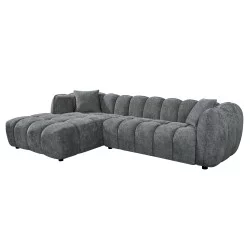 ΚΑΝΑΠΕΣ ΓΩΝΙΑ (ΑΡΙΣΤΕΡΗ) LYKKE HM3326.01L ΓΚΡΙ ΥΦΑΣΜΑ 280x89-165(η γωνία)x70Υ εκ.