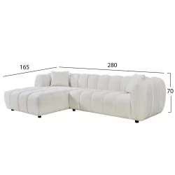 ΚΑΝΑΠΕΣ ΓΩΝΙΑ (ΑΡΙΣΤΕΡΗ) LYKKE HM3326.02L ΕΚΡΟΥ ΥΦΑΣΜΑ 280x89-165(η γωνία)x70Υεκ
