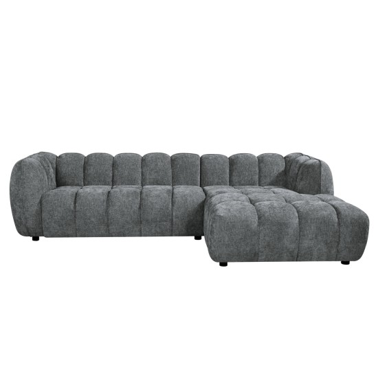 ΚΑΝΑΠΕΣ ΓΩΝΙΑ (ΔΕΞΙΑ) LYKKE HM3326.01R ΓΚΡΙ ΥΦΑΣΜΑ 280x89-165(η γωνία)x70Υεκ