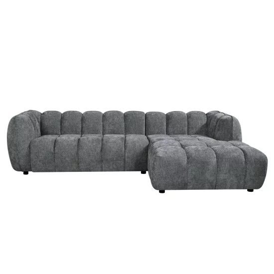 ΚΑΝΑΠΕΣ ΓΩΝΙΑ (ΔΕΞΙΑ) LYKKE HM3326.01R ΓΚΡΙ ΥΦΑΣΜΑ 280x89-165(η γωνία)x70Υεκ