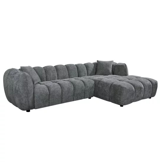 ΚΑΝΑΠΕΣ ΓΩΝΙΑ (ΔΕΞΙΑ) LYKKE HM3326.01R ΓΚΡΙ ΥΦΑΣΜΑ 280x89-165(η γωνία)x70Υεκ
