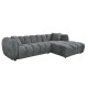 ΚΑΝΑΠΕΣ ΓΩΝΙΑ (ΔΕΞΙΑ) LYKKE HM3326.01R ΓΚΡΙ ΥΦΑΣΜΑ 280x89-165(η γωνία)x70Υεκ