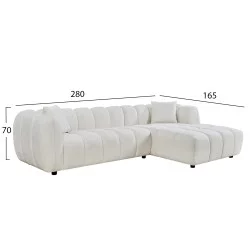 ΚΑΝΑΠΕΣ ΓΩΝΙΑ (ΔΕΞΙΑ) LYKKE HM3326.02R ΕΚΡΟΥ ΥΦΑΣΜΑ 280x89-165(η γωνία)x70Υεκ