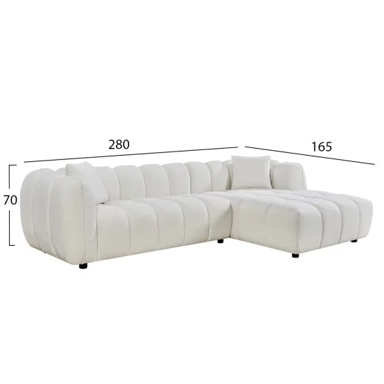ΚΑΝΑΠΕΣ ΓΩΝΙΑ (ΔΕΞΙΑ) LYKKE HM3326.02R ΕΚΡΟΥ ΥΦΑΣΜΑ 280x89-165(η γωνία)x70Υεκ