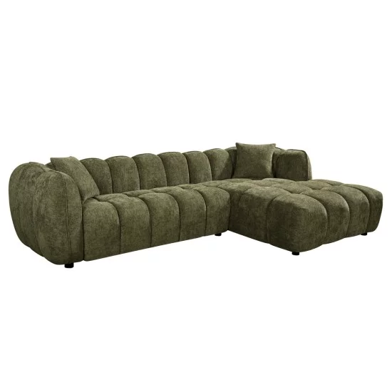 ΚΑΝΑΠΕΣ ΓΩΝΙΑ (ΔΕΞΙΑ) LYKKE HM3326.03R ΠΡΑΣΙΝΟ ΥΦΑΣΜΑ 280x89-165(η γωνία)x70Υεκ