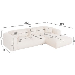 ΚΑΝΑΠΕΣ ΓΩΝΙΑ BRICKEN HM3275.02R ΛΕΥΚΟ ΥΦΑΣΜΑ 110-282x98-160x72Υεκ.