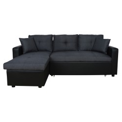 ΚΑΝΑΠΕΣ ΓΩΝΙΑ ΚΡΕΒΑΤΙ WAYNE 220x146x86Υεκ.HM3028.01 ΓΚΡΙ ΜΕ ΜΑΥΡΟ PU