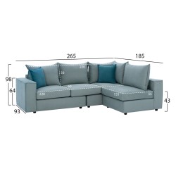 ΚΑΝΑΠΕΣ ΓΩΝΙΑ ΠΟΛΥΜΟΡΦΙΚΟΣ MONZA ΥΦΑΣΜΑ ΑΛΕΚΙΑΣΤΟ ΓΚΡΙ 265x195x98Yεκ. HM3256.01