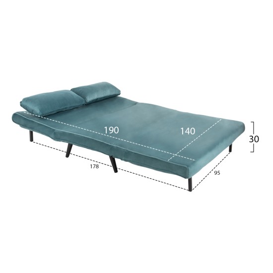 ΚΑΝΑΠΕΣ ΚΡΕΒΑΤΙ 2 ΑΤΟΜΩΝ ASMA HM3077.15 ΒΕΛΟΥΔΟ ΜΕΝΤΑ 140x80x77Yεκ.