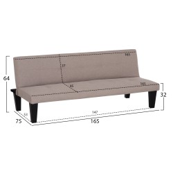 ΚΑΝΑΠΕΣ ΚΡΕΒΑΤΙ 2-ΘΕΣΙΟΣ KORO HM3304.04 ΜΠΕΖ PU ΔΕΡΜΑ 165x75x64Υεκ