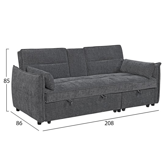 ΚΑΝΑΠΕΣ ΚΡΕΒΑΤΙ 2-ΘΕΣΙΟΣ VELAR HM3305.01 ΓΚΡΙ ΥΦΑΣΜΑ 208x86x85Υεκ.