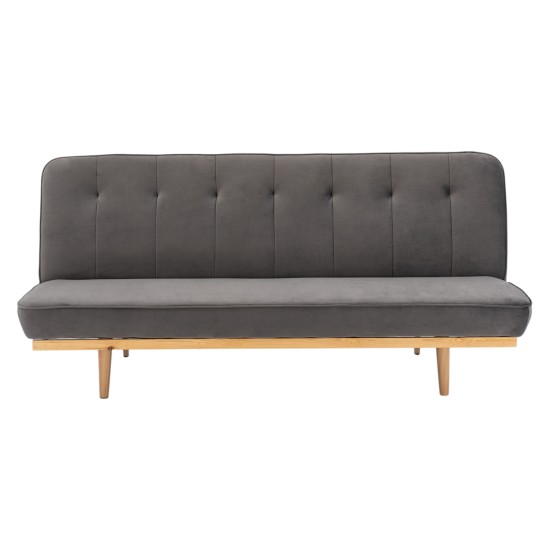 ΚΑΝΑΠΕΣ ΚΡΕΒΑΤΙ 3ΘΕΣΙΟΣ ΑΠΟ ΒΕΛΟΥΔΟ ΓΚΡΙ HM3167.01 182Χ80Χ88Υ εκ.