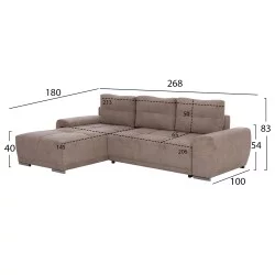 ΚΑΝΑΠΕΣ ΚΡΕΒΑΤΙ ΑΡΙΣΤΕΡΗ ΓΩΝΙΑ COMFYRA HM3336.03L ΜΠΕΖ ΥΦΑΣΜΑ 268x180x83Υεκ