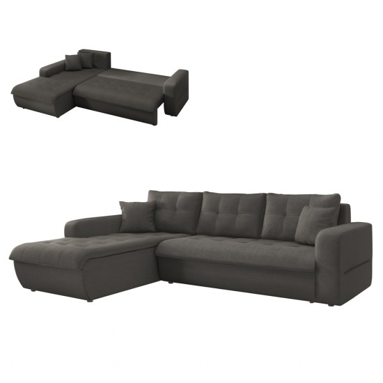 ΚΑΝΑΠΕΣ ΚΡΕΒΑΤΙ ΑΡΙΣΤΕΡΗ ΓΩΝΙΑ KANSO HM3338.01L ΓΚΡΙ ΥΦΑΣΜΑ 244x188x80Υεκ